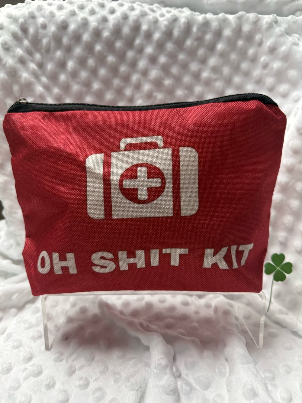 Red 'OH SHIT KIT' Zipper Pouch 6” x 9”